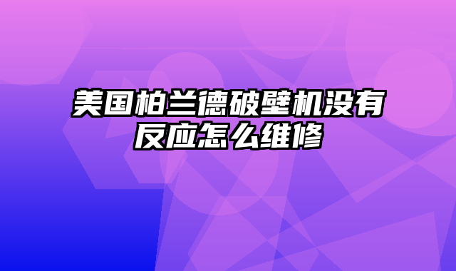 美国柏兰德破壁机没有反应怎么维修