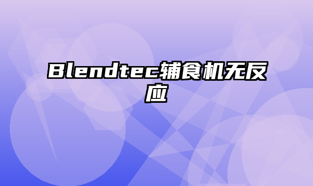 Blendtec辅食机无反应